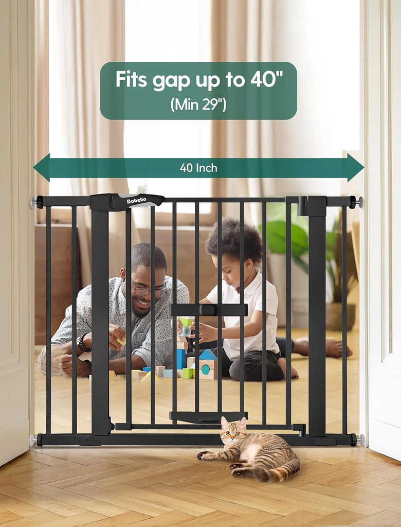 Dog Gate with Cat Door, CatPrivilege II, 29-40", Black