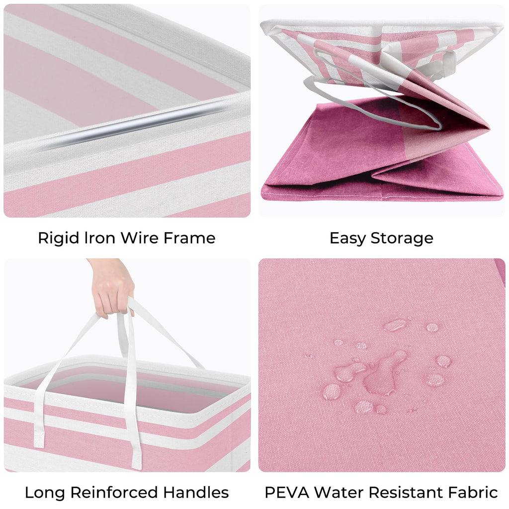 2 Pack Large Laundry Baskets, Laundry Hampers Bags (Pink 88Lx2)