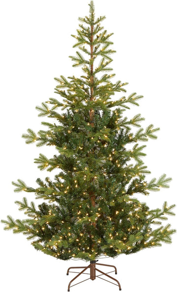Tree Company 6.5ft Pre-Lit Norwegian Spruce Christmas Tree | 650 Clear Lights, 956 Feel Real Tips, Includes Stand