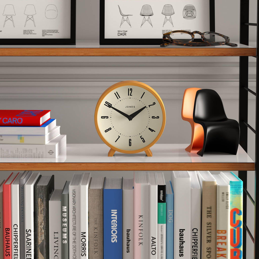 Venus Desk Clock | Modern Round Design | Mustard Yellow