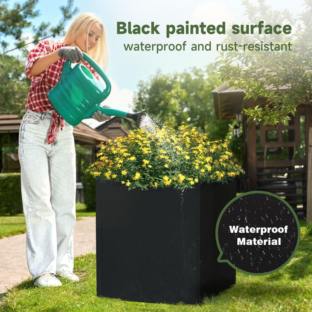 Metal Planter Box 26"L x 26"W x 26"H Large Square Steel Planter Box
