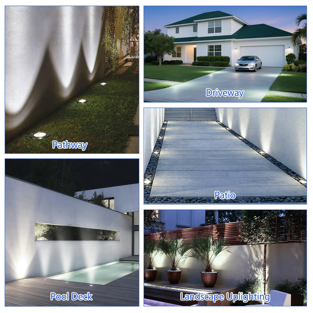 8 Pack Low Voltage Landscape Lights, 6000K LED Well Lights