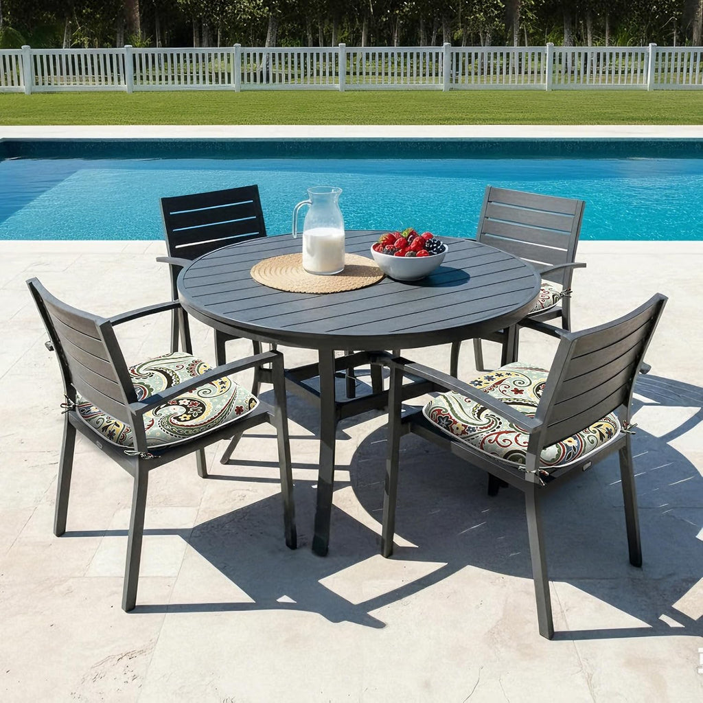 Outdoor Chair Cushions Furniture Set of 4, Water Repellent Patio Chair Cushions 17"x16" with Ties, U-Shaped Dining