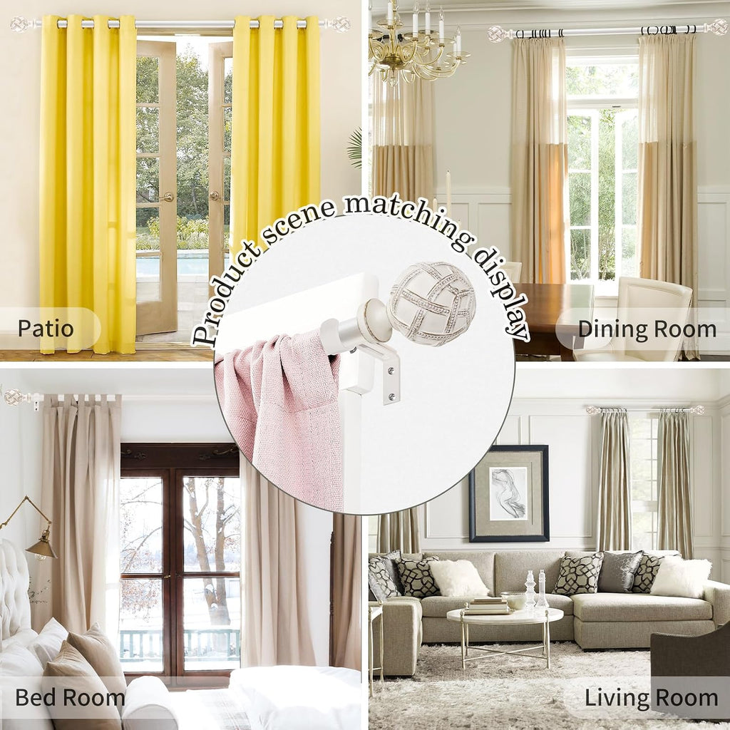 Single Curtain Rod for Windows 48 to 84 Inches(4-7ft): 1 inch Diameter Adjustable Curtain Rod, Heavy Duty Curtain Rod
