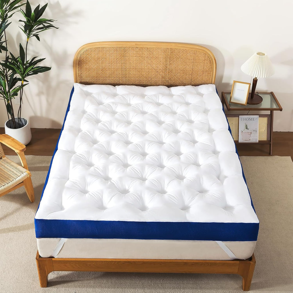 5 Inch Memory Foam Mattress Topper Queen for Back Pain, Filled with Flfuffy Soft Breathable Stuffing, Thick