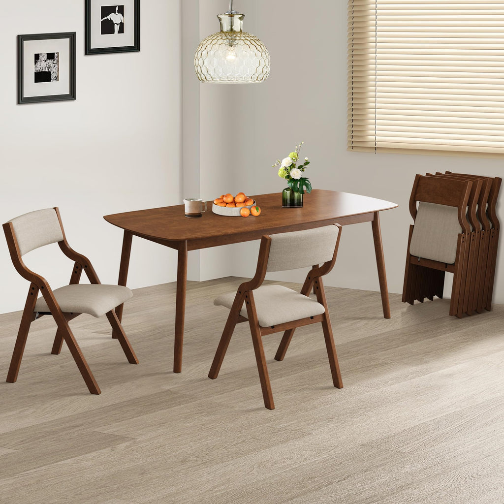 Padded Folding Chairs 2 Pack, Solid Wood Frame, 18" Seat Height, Ergonomically Designed Back and Cushion, Easy Carry, No
