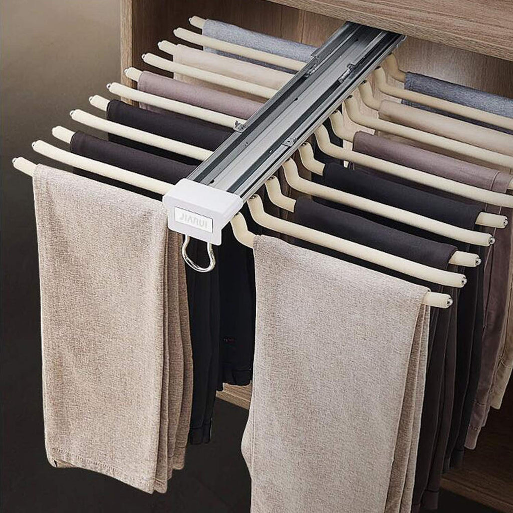 Pull Out Trousers Rack 22 Arms Steel Pull Out Pants Rack Pants Hanger Bar Clothes Organizers for Closet for Space