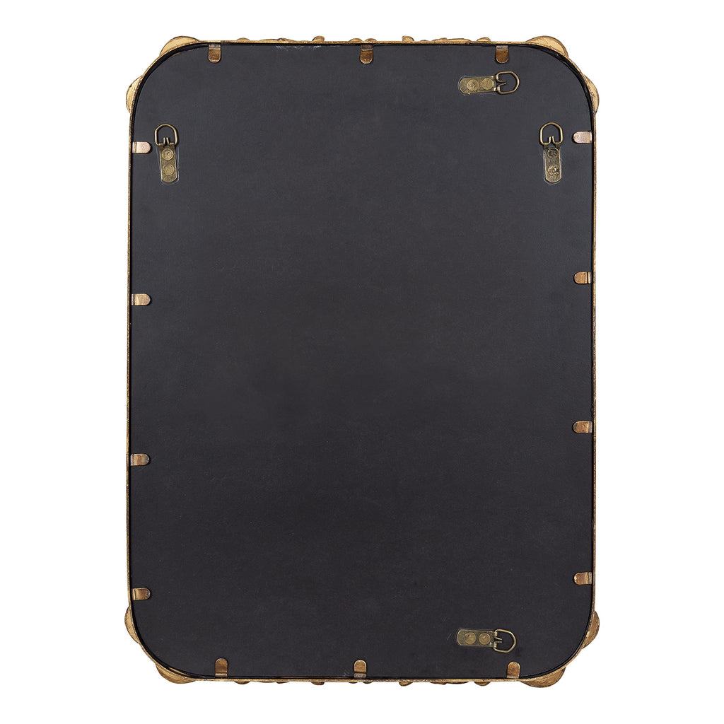 Brazelton Rounded Rectangle Ornate Traditional Mirror, 20 x 27, Gold, Ornamental Round Rectangular Classic Framed