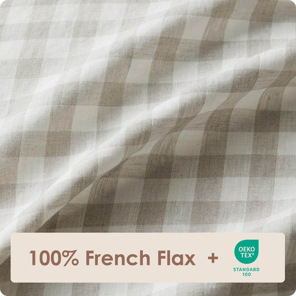 100% French Linen Sheets 3Pcs Set, 170GSM Linen Bedding