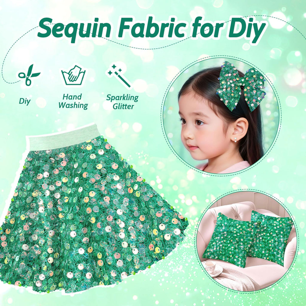 Dark Green Sequin Fabric 1 Yard Mermaid Glitter Mesh Fabric by The Yard
