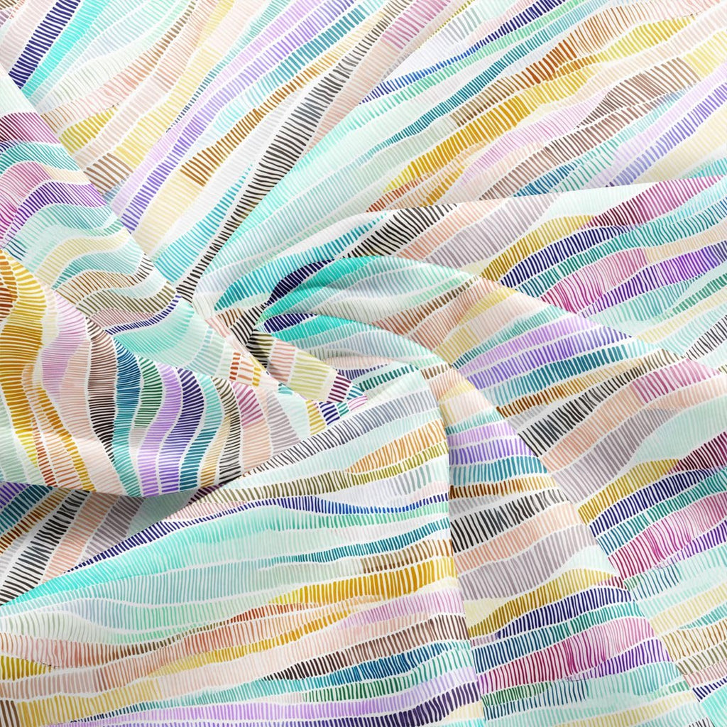 Colorful Wave Polyester Fabric by The Yard Rainbow Geometric Polyester Fabric for Sewing Crafting Abstract Curvy