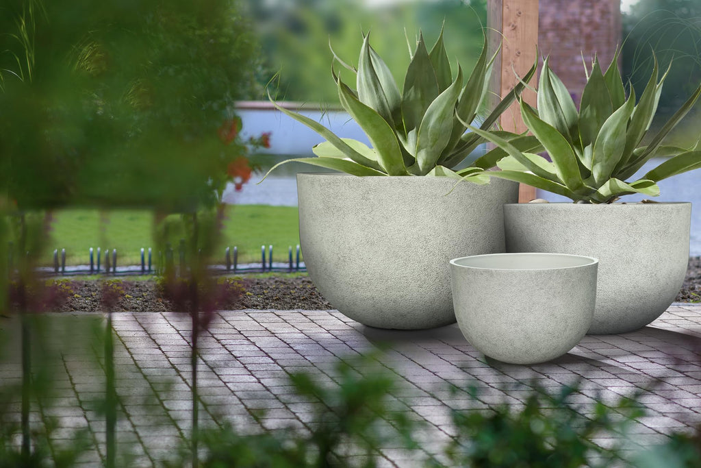 Large Resin Planter Pot for Trees Big Flower - Lightweight Round Plant Pot with Stone-Textured Finish