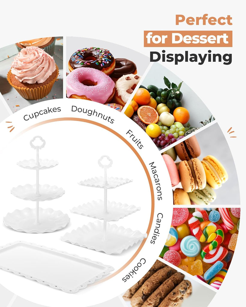 Cupcake Stand Dessert Table Display Set Serving Tray for Party - Set of 10