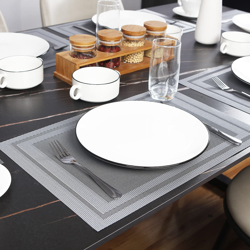 Gray Vinyl Placemats Set of 8,Washable Dining PVC Table Mats