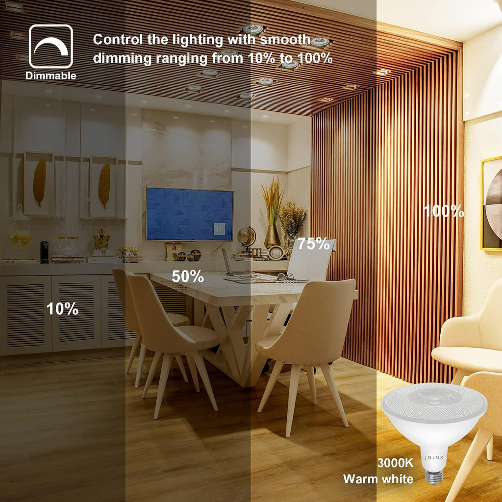 6 Pack Indoor/Outdoor Led Flood Light Waterproof PAR38 LED Bulb,Dimmable,3000K Warm White, 1250LM, ETL, Recessed Can