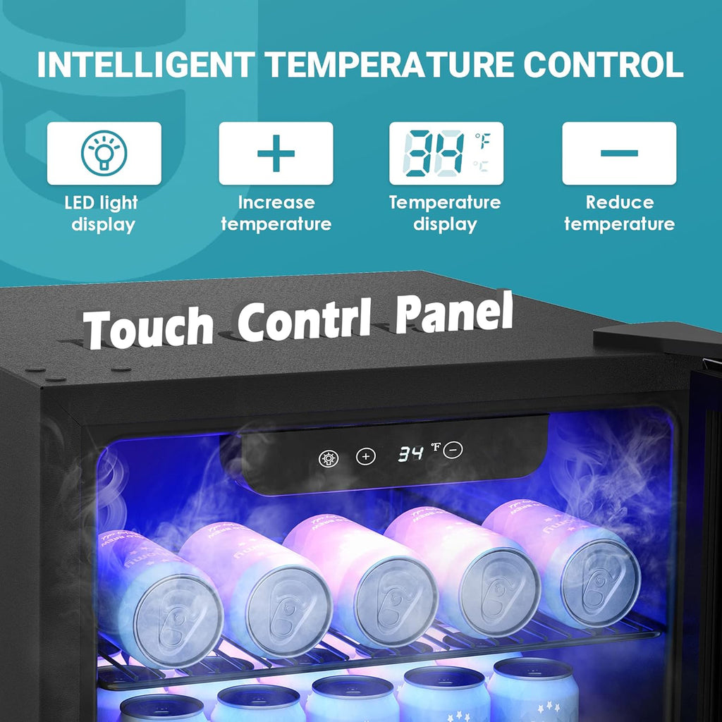 Beverage Refrigerator Cooler, 125 Can Mini Fridge with Glass Door for Soda Beer 