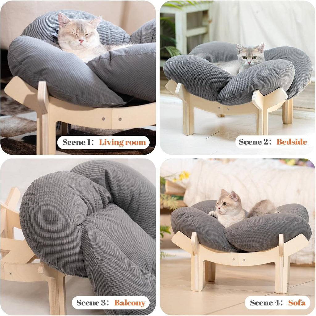 Elevated Cat Bed for Indoor Cats Couch Sofa Flower