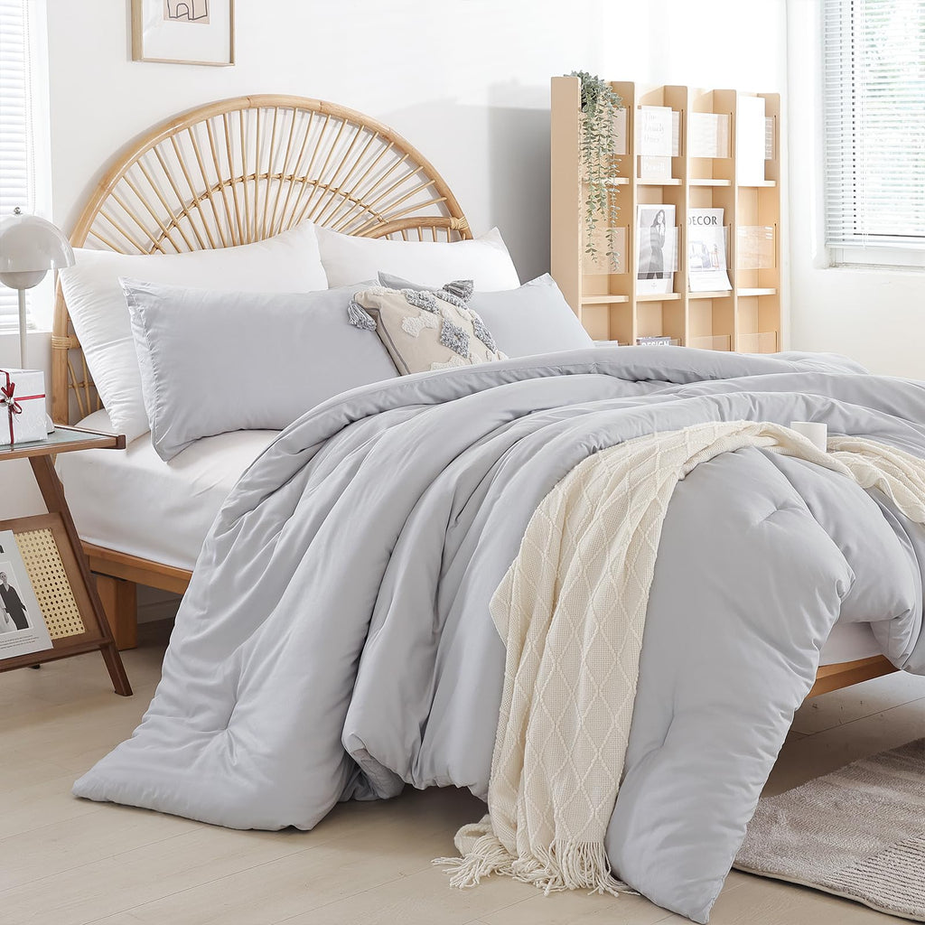 Light Grey Comforter Set, All Season Lightweight Bedding Set