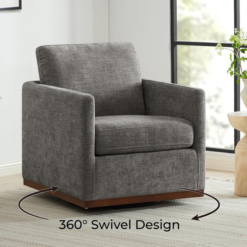 Swivel Accent Chair, FSC Certified Mid Century Modern Arm Chair , Fully Assembled, Grey