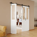 Bifold Barn Door, Cane Webbing Panel with Sliding Folding Closet Door Hardware Kit Set, 36"x 84" Fin