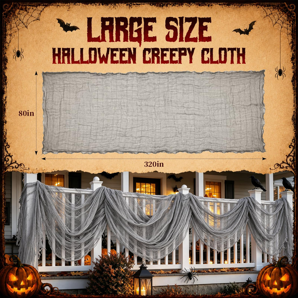 320 x 80 in Halloween Creepy Cloth for Yard and Outdoor Decorations, Gray