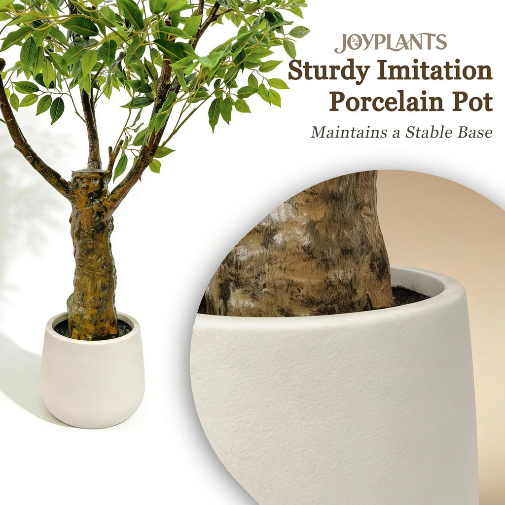 Ficus Tree Artificial 6FT Fake House Plants with White Pot