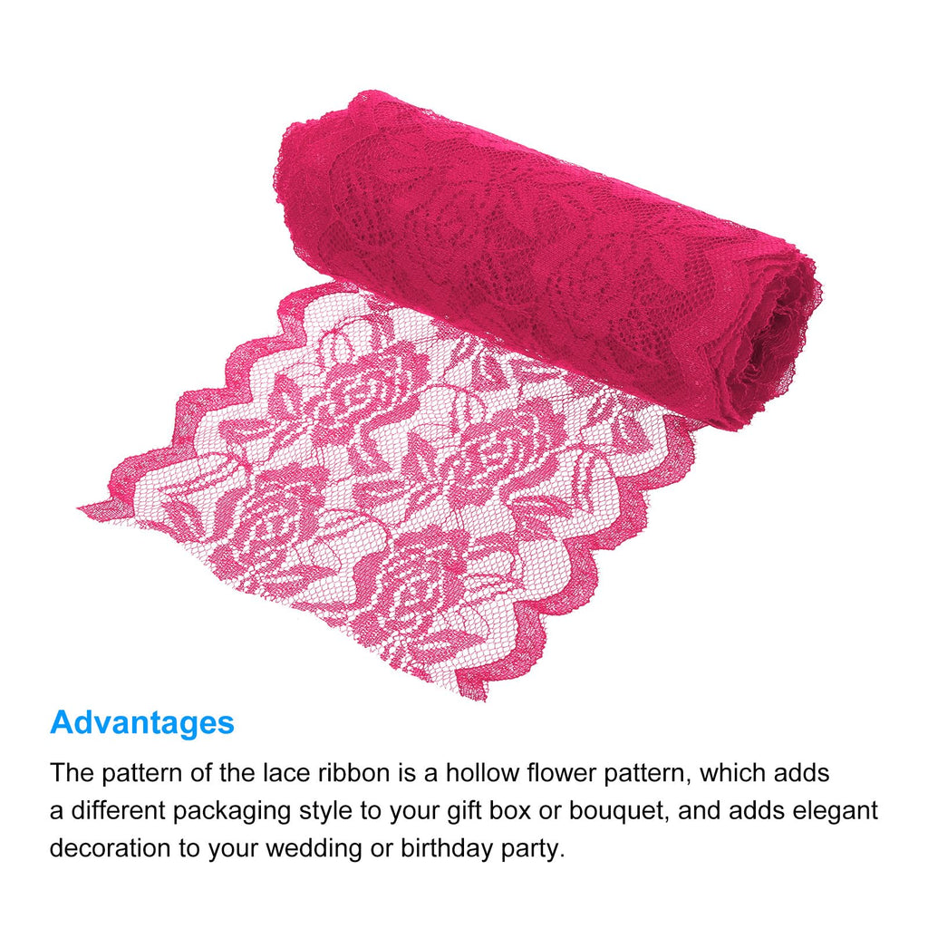 6 Inch Wide 11 Yard Lace Ribbon Floral Pattern Rose Red Lace Trim Ribbon for Sewing Making, and DIY Crafts, Gift