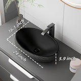 WinZo Bathroom Artistic Vessel Sink, 24x16x5.9 inch Oval Bowl Sink, Retro Ceramic Washbasin Above Counter