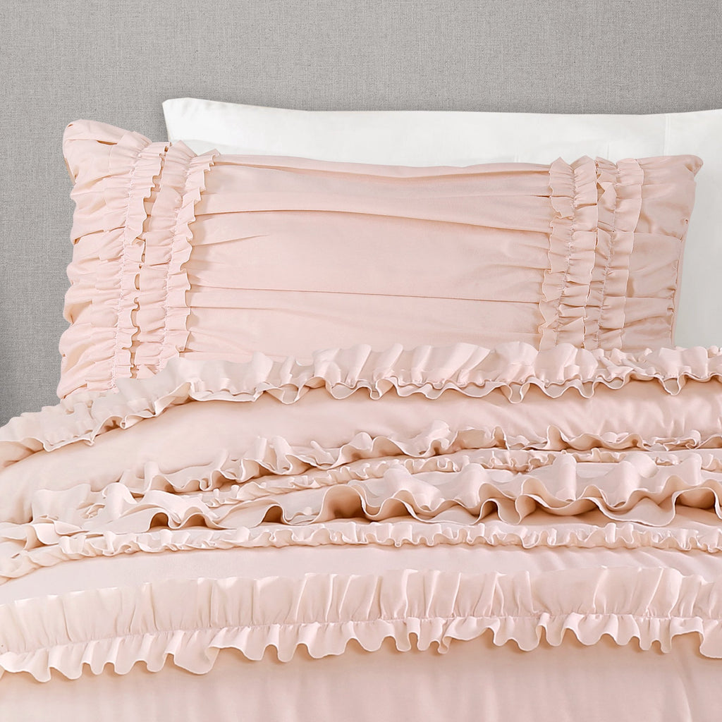 Belle Comforter 4 Piece Set Blush - Ruffle Bedding Set - Cute Comforter - Coquette Decor - Bedding
