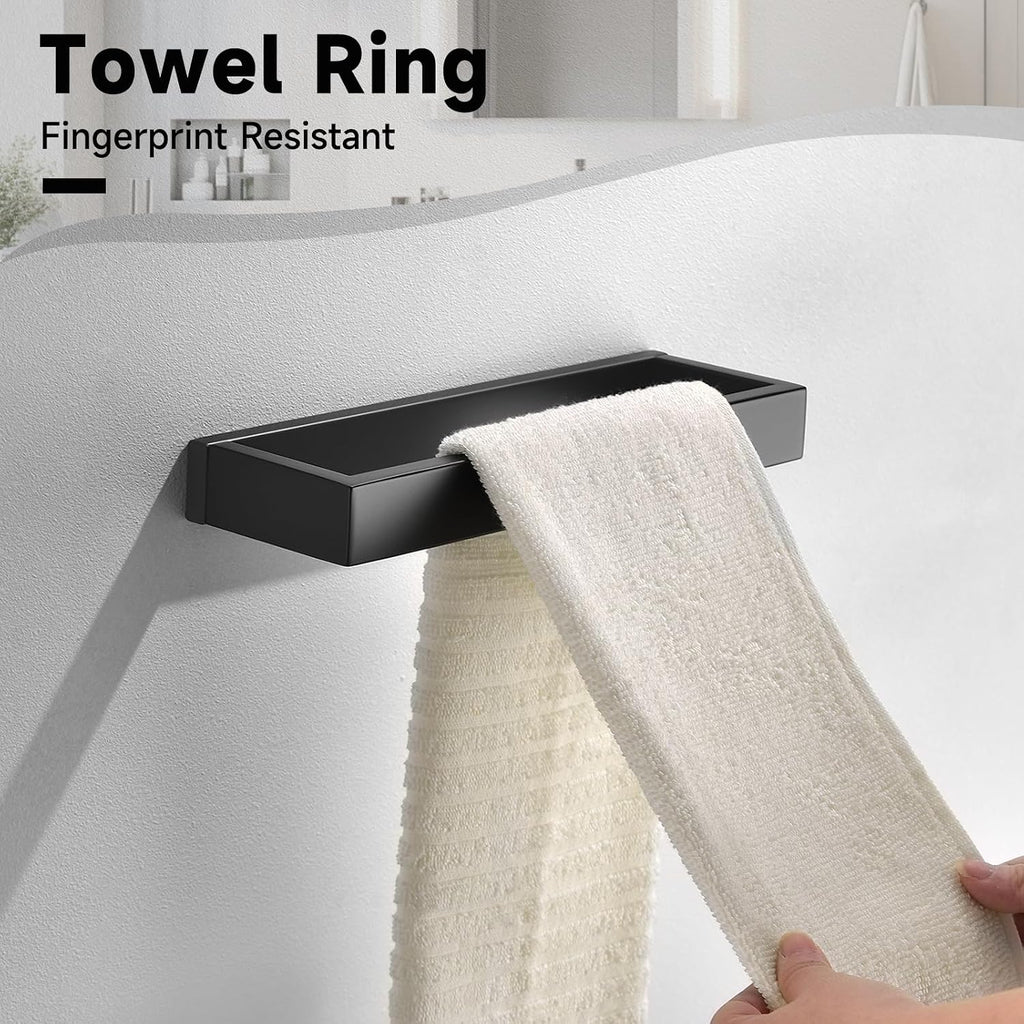 Black Towel Bar Set, 5-Pieces Bathroom Hardware Set,23.6 Inch Towel Rack Set Stainless Steel Towel Holder Set