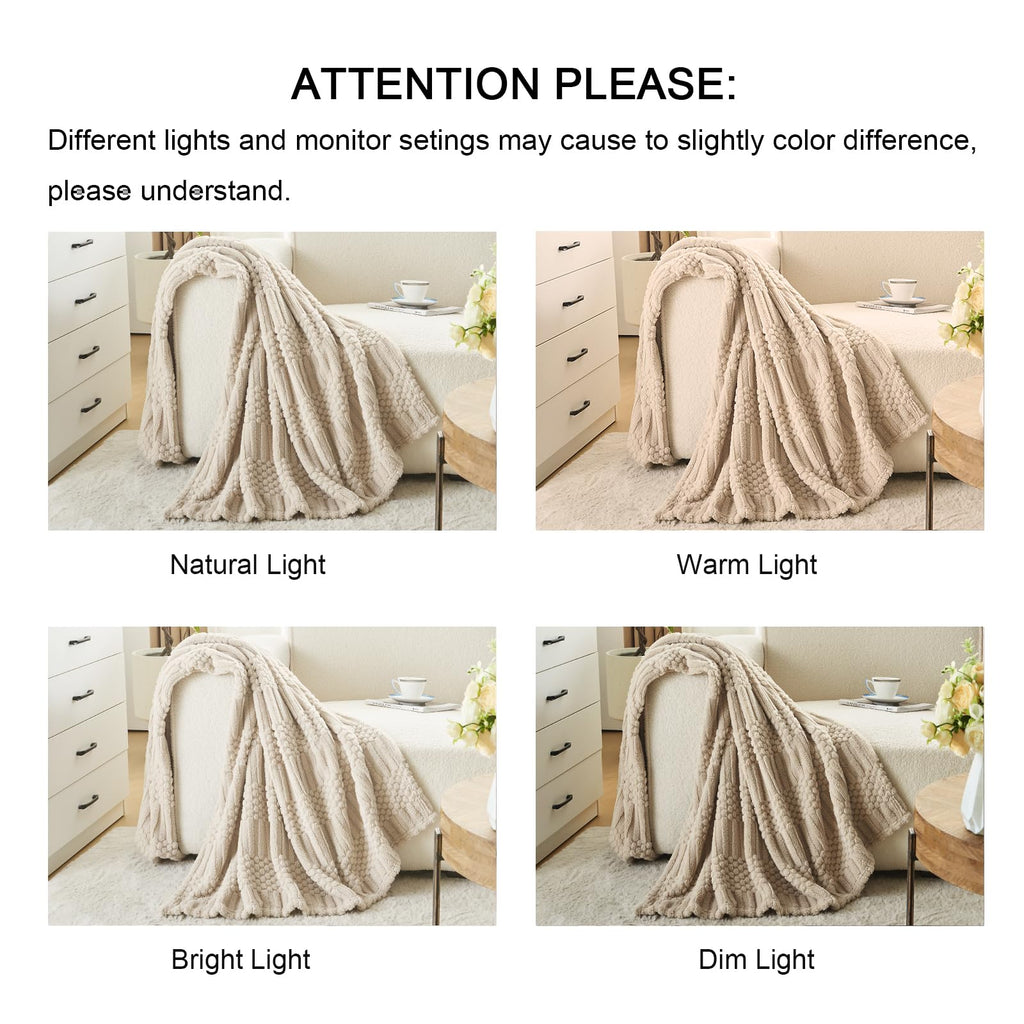 Throw Blanket for Couch-Beige Boho Throw Blanket, Tan Soft Fleece Plush Lightweight Blankets&Throws for Spring, Fuzzy