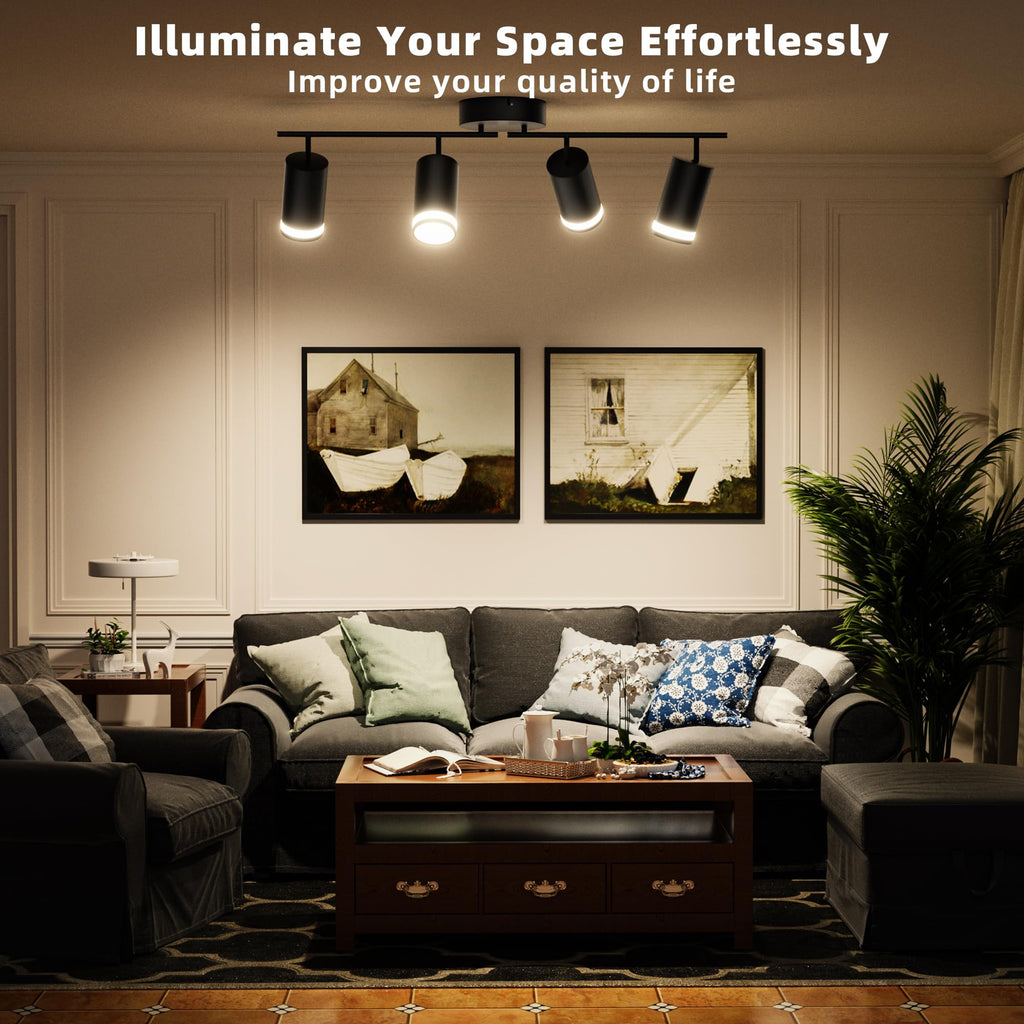 Track Lighting Fixtures Ceiling, GU10 Black Led Ceiling Spotlight, Modern Track Light Kit Bedroom Living Room