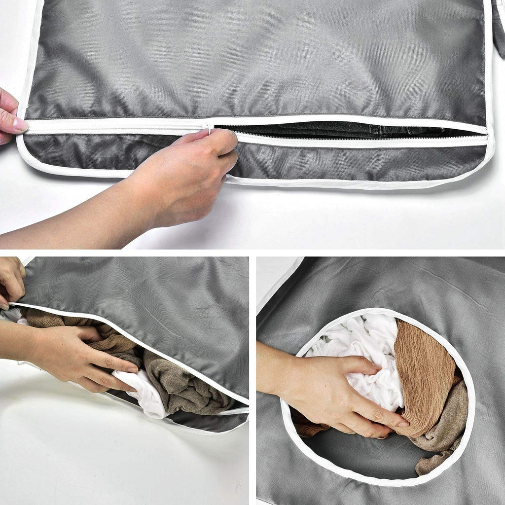 Durable hanging laundry hamper bag Behind door Space Saving with Stainless Steel Hooks Zip, Kids room, Travel, College