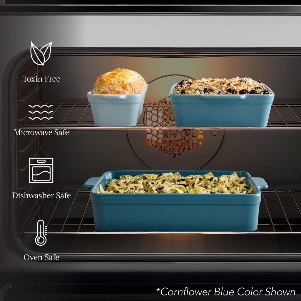 3-Piece Ceramic Casserole Baking Dish Set Vanilla