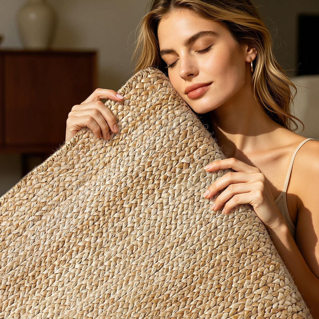 Natural Jute Indoor Door Mat, 24 x 36, Non-Slip Handwoven Entryway Mat