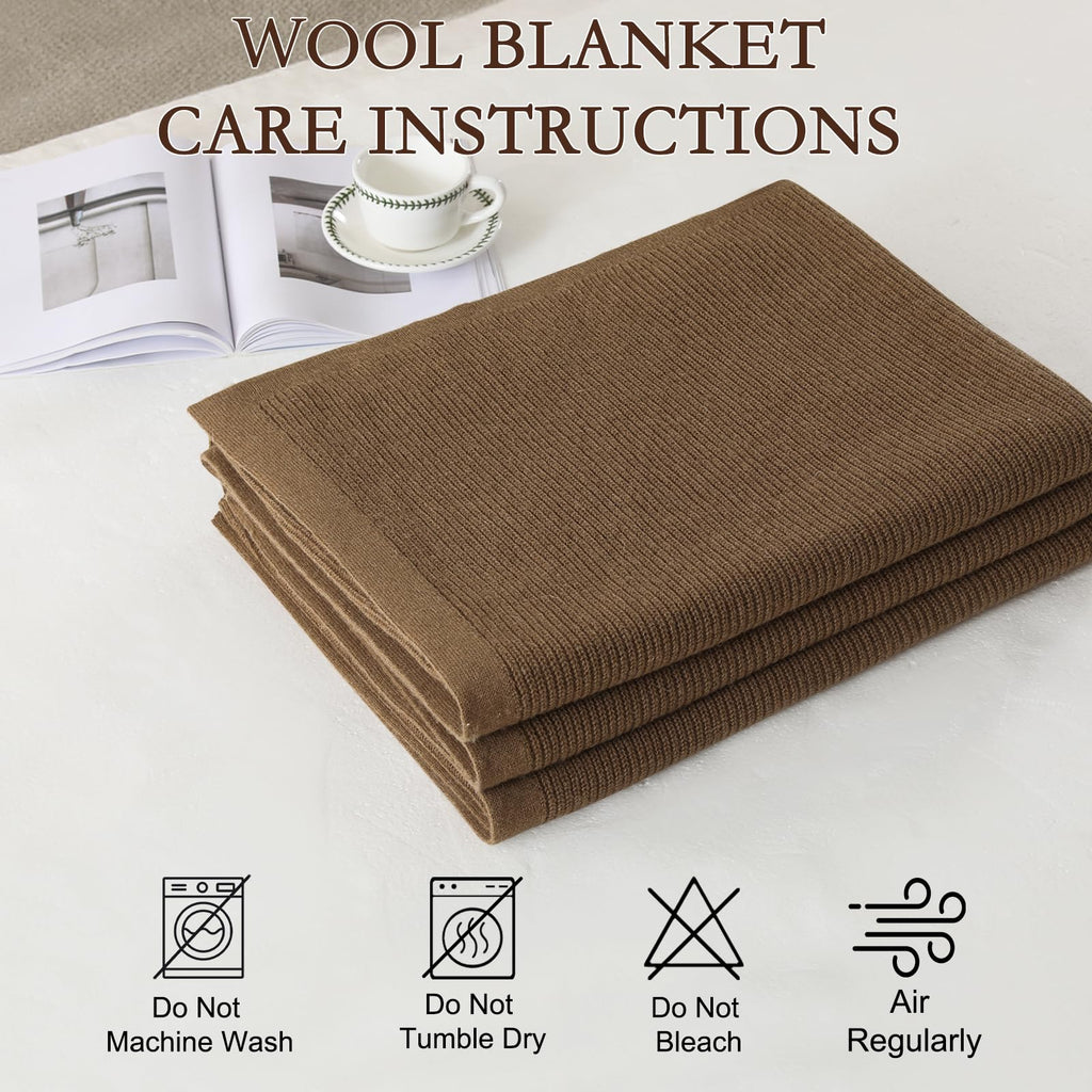 Merino Wool Blanket, Australian Natural Wool (Camel)