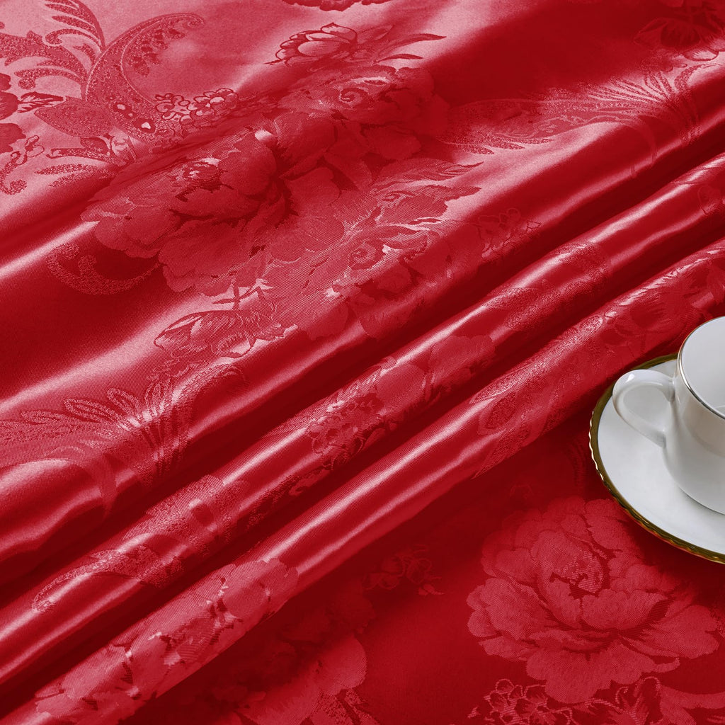 1 Yard Red Satin Jacquard Fabric 49" Wide for DIY Crafts