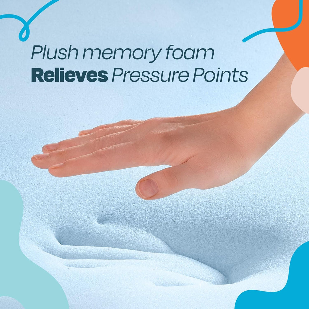 Memory Foam Mattress Topper, Queen Size - 2 Inch Gel Infused Memory Foam - Plush Feel - Cooling and Pressure