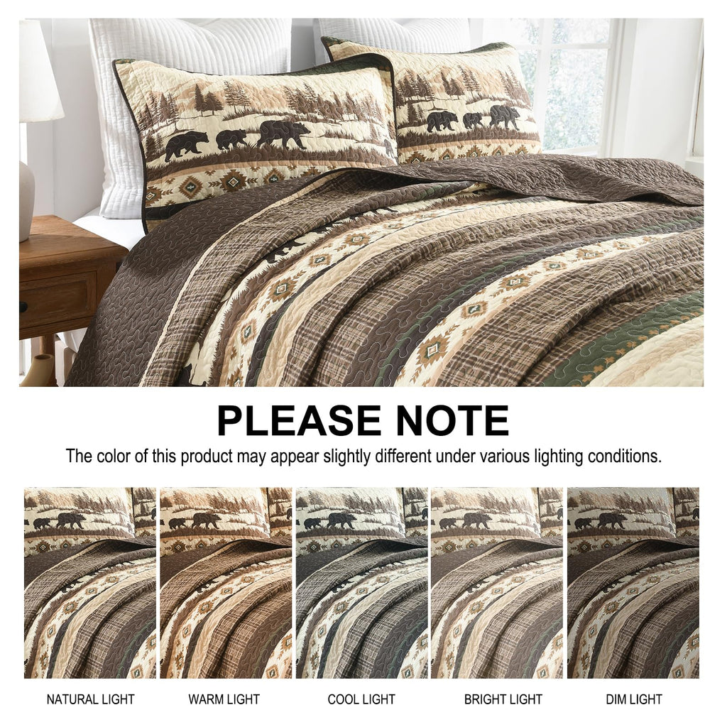 Cabin Quilt Set, 100% Cotton Rustic Quilted Bedspreads