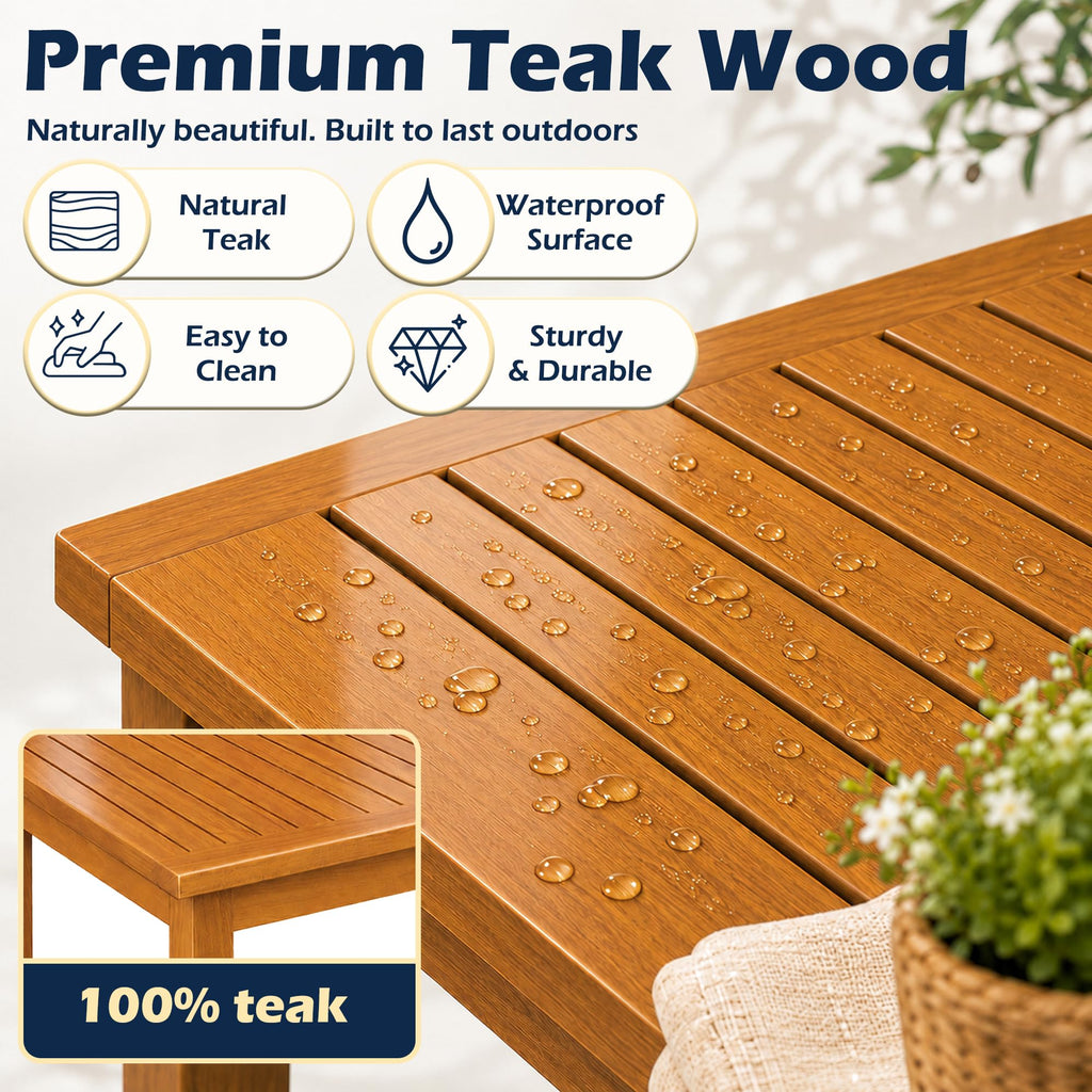 Outdoor Coffee Table, Solid 100% Teak Wood Patio Coffee Table
