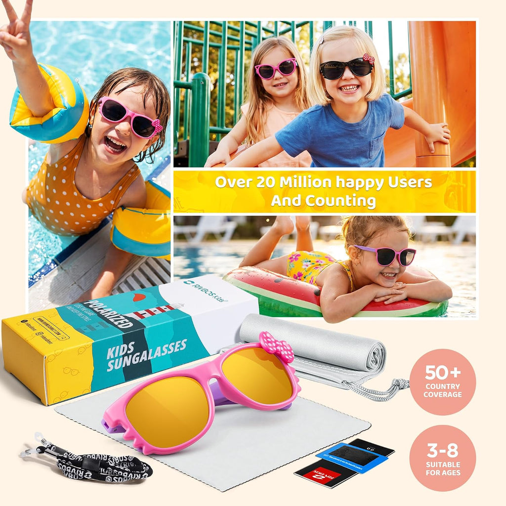 Kids Sunglasses Polarized UV400 TPE with Strap for Boys Girls RBK002
