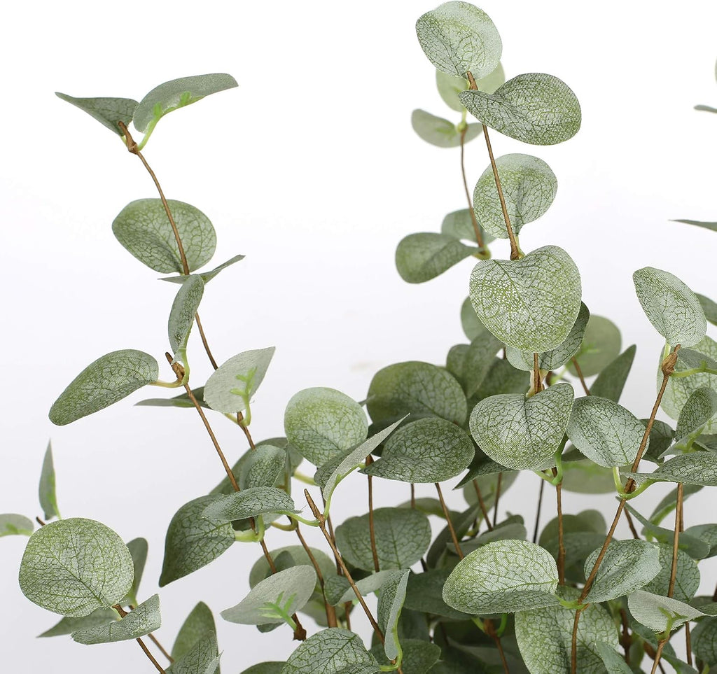 27" Eucalyptus Stems Greenery Stems Eucalyptus Leaf Spray in Green Silk Plastic Plants Floral Artificial Plants - Set of 6