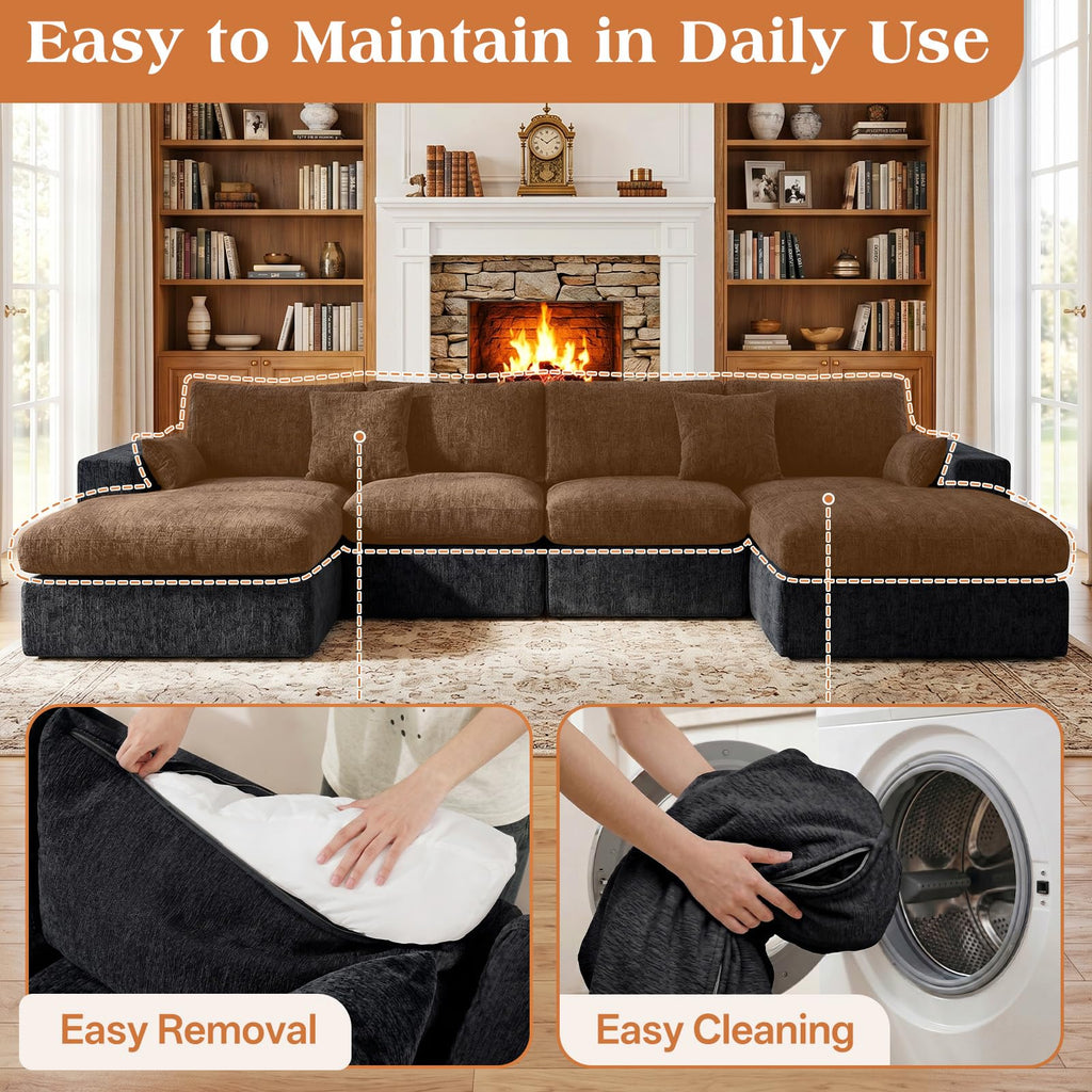 136" Cloud Modular Sectional Sofa with Detachable Seat Cushion