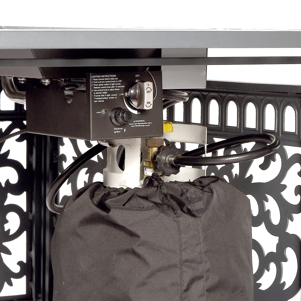 Rectangular 48 in. x 36 in. Aluminum Propane Fire Pit Table, Glass Beads, Two Covers, Lid, 57, 000 BTUs in Grey Finish