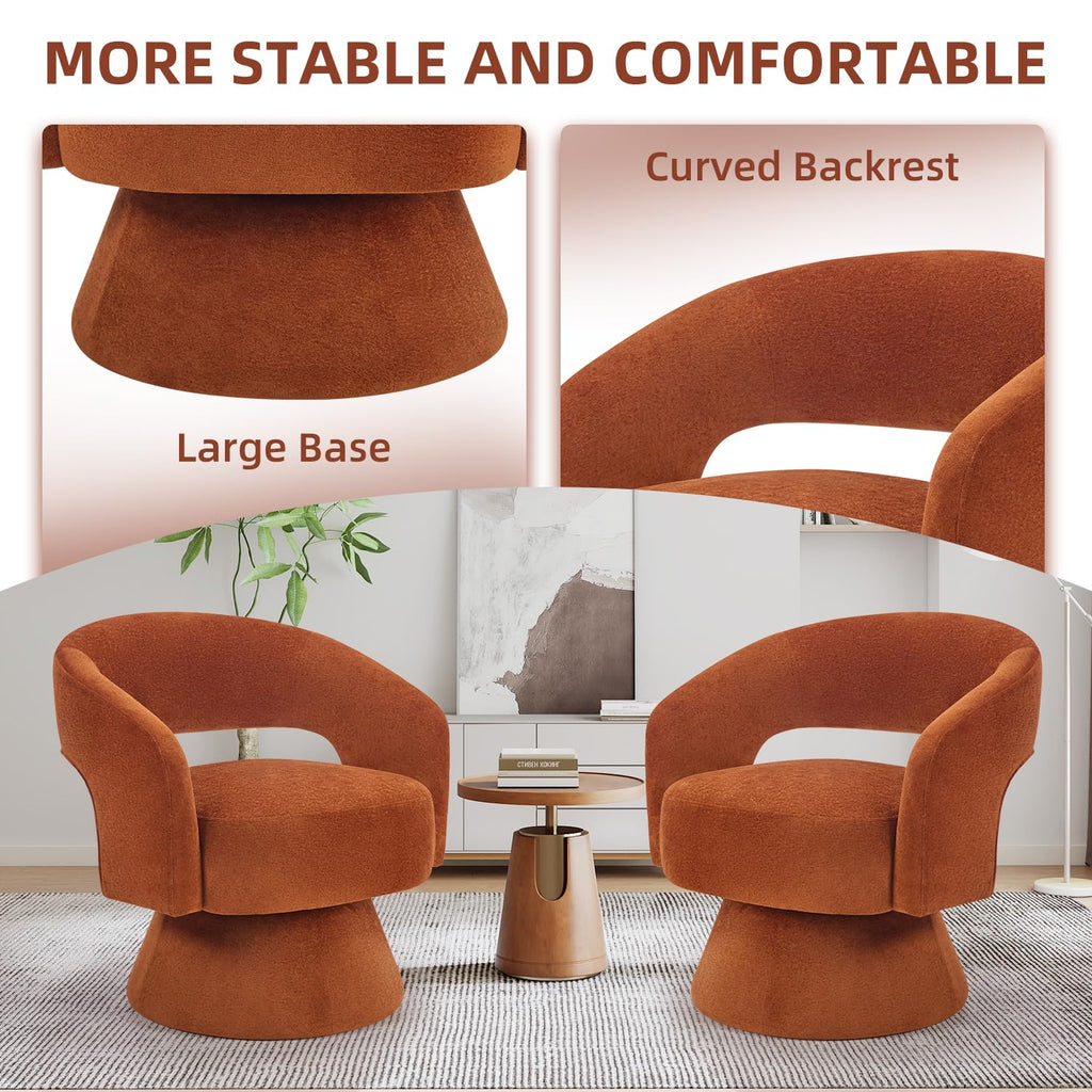 Swivel Barrel Chair Set of 2, Swivel Accent Chair with Thickened Soft Cushion, Modern Chair with Velvet, Comfy Round