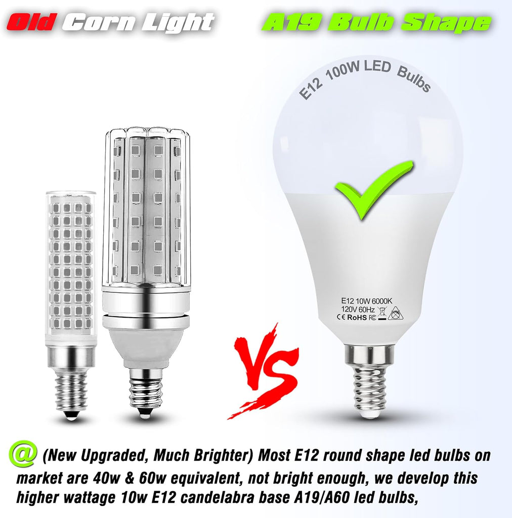 E12 100W Equivalent LED Candelabra Bulbs,6000K Daylight White