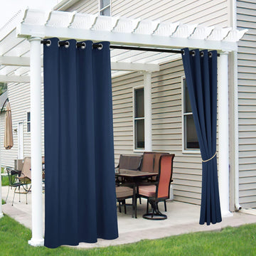2 Panels Outdoor Curtain Waterproof, UV Rays & Wind Block Curtains for Inside Outside Deck Canopy Divider Backdrop