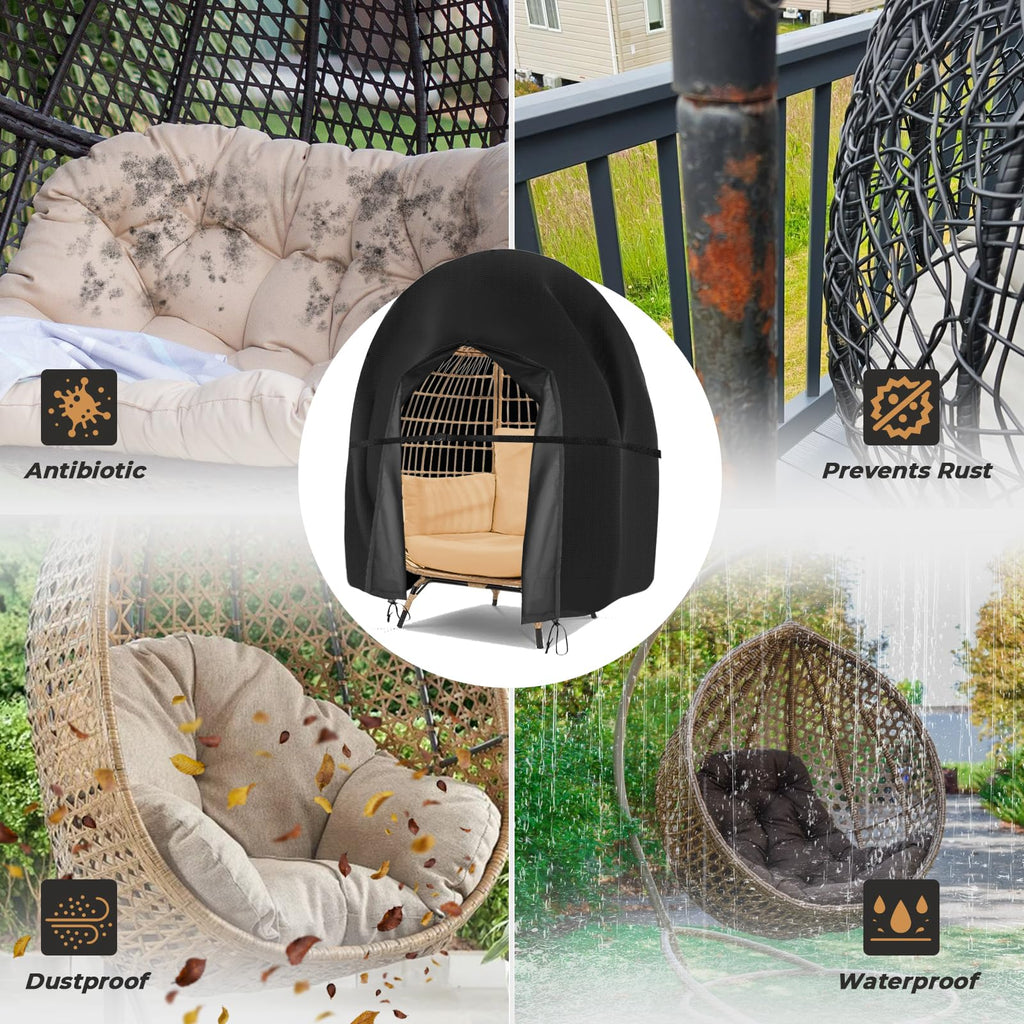 Egg Chair Cover Waterproof Double Egg Chair Covers for Outdoor Furniture 420D Patio Hanging Swing Chair Cover 91x80