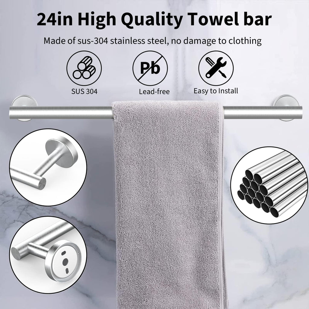 10-Pieces Brushed Nickel Bathroom Hardware Set 24 Inch