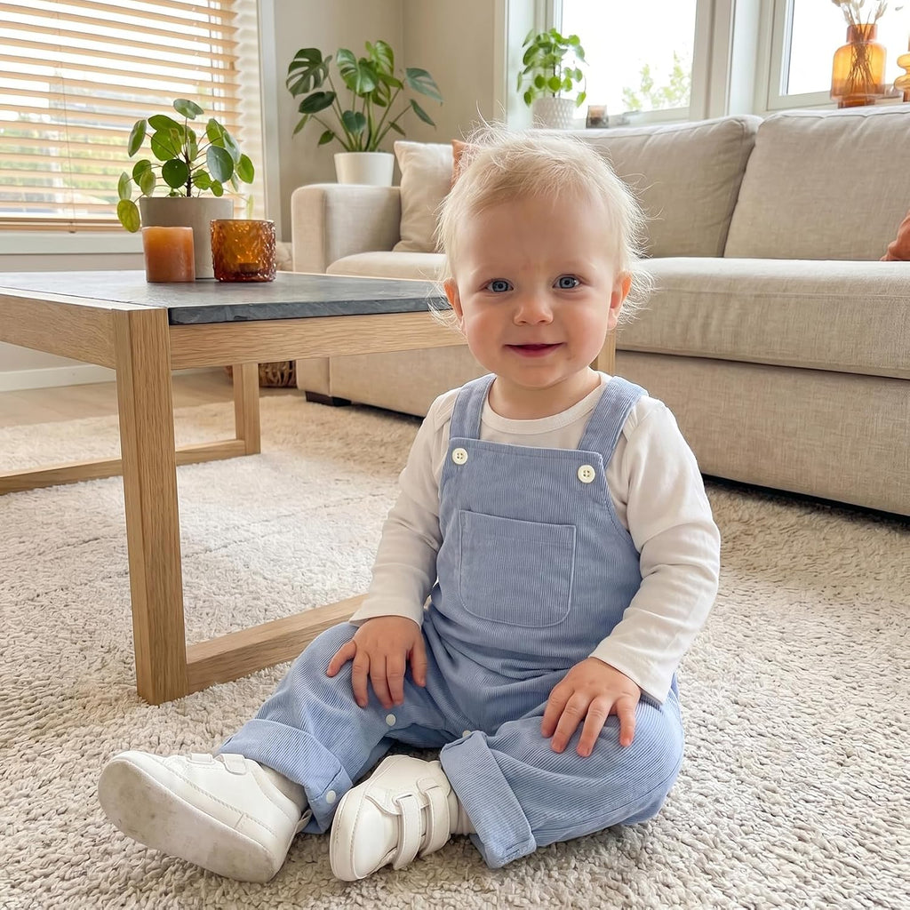 Newborn Baby Boy Clothes Infant Long Sleeve Romper Waffle Suspender Overalls Pants Hat Set Fall Winter Outfits